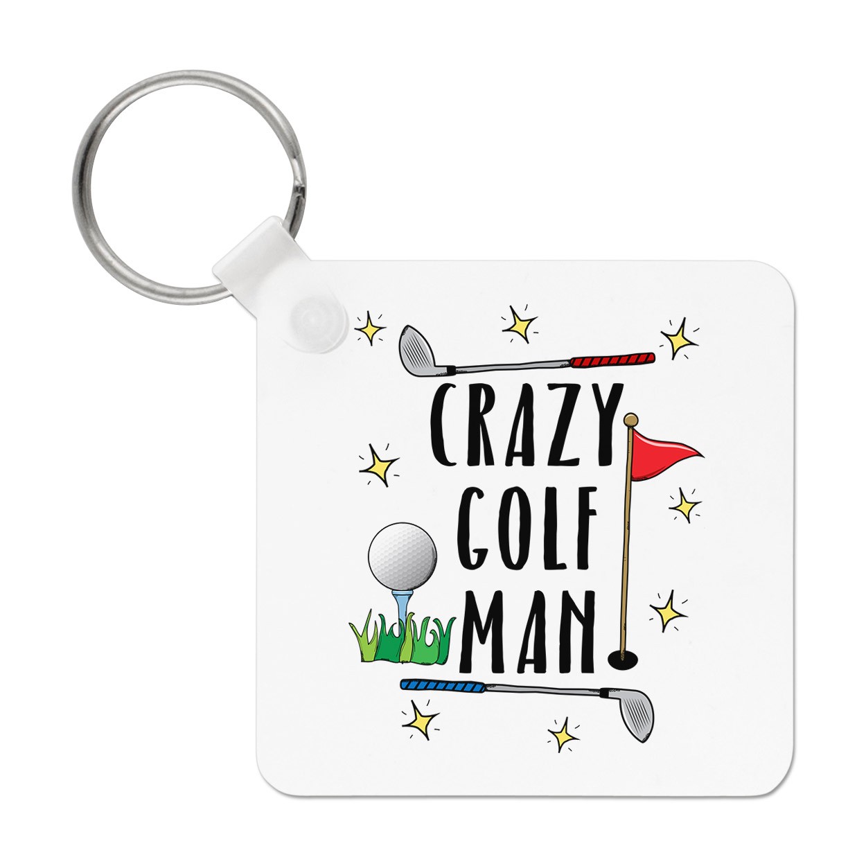Crazy Golf Man Keyring Key Chain - Funny Dad Father's Day