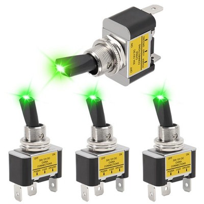 AITRIP 4PCS Green LED Toggle Switch 30 Amp 12 Volt Toggle Switch SPST ON Off ...