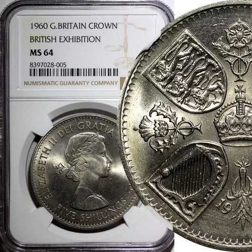 Great Britain Elizabeth II 1960 Crown NGC MS64 British Exhibition KM# 909 (005)