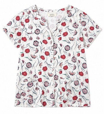 Seasalt Cornwall Aventurier Short Sleeve Top UK 18 Organic Cotton Floral Print
