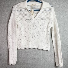 Hem & Thread Crochet Open Knit Long Sleeve Top Small NWT Boho