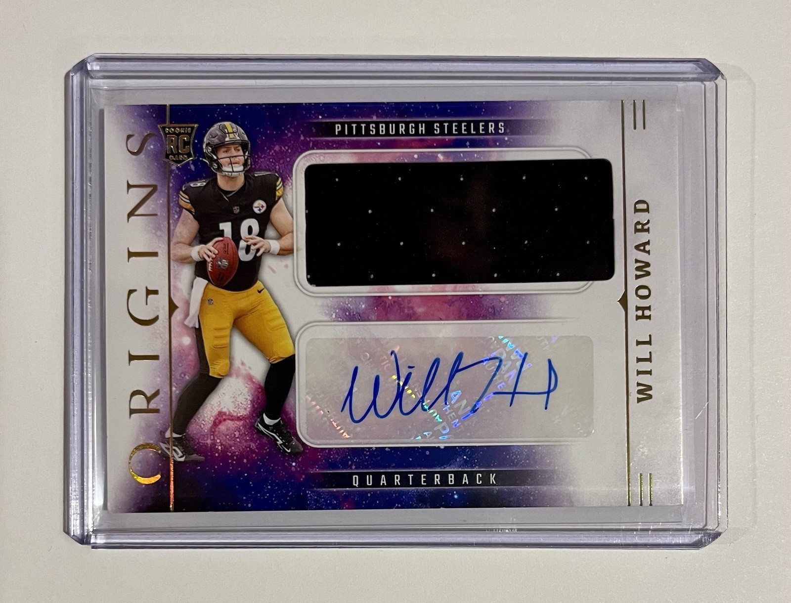 2025 Panini Origins Will Howard RPA Rookie Patch Auto #RJJ-WHD Steelers RC OSU