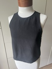 Vintage Adrianna Papell 100 Silk Blouse Black Sleeveless Button Back - Small