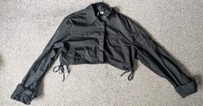 H&M Black Cropped Shirt With Pull In Waist Size S