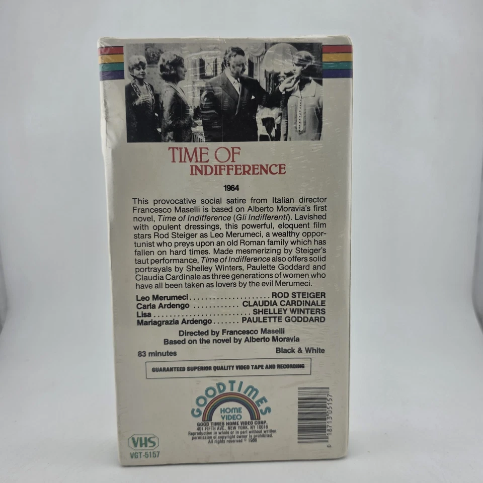 Time Of Indifference VHS - Sealed - Italian Drama '64 Steiger Claudia Cardinale - Image 2 of 4