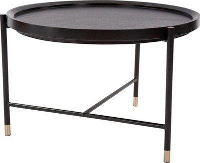 Modern Soho Coffee Table-Dark Ash and Black Metal