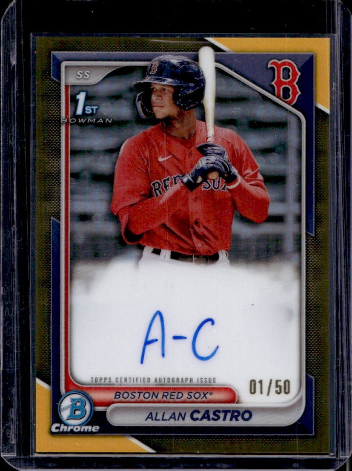 2024 Bowman Allan Castro Chrome Auto Gold Refractor 1st Prospect #1/50 Red Sox