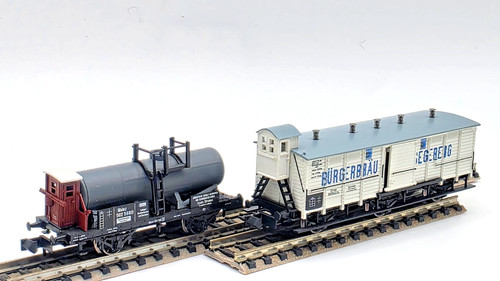 MINITRIX Spur N 15062  2-teiliges Güterwagenset mit Brhs *TOP Zustand* in OVP | Condition: Gebraucht