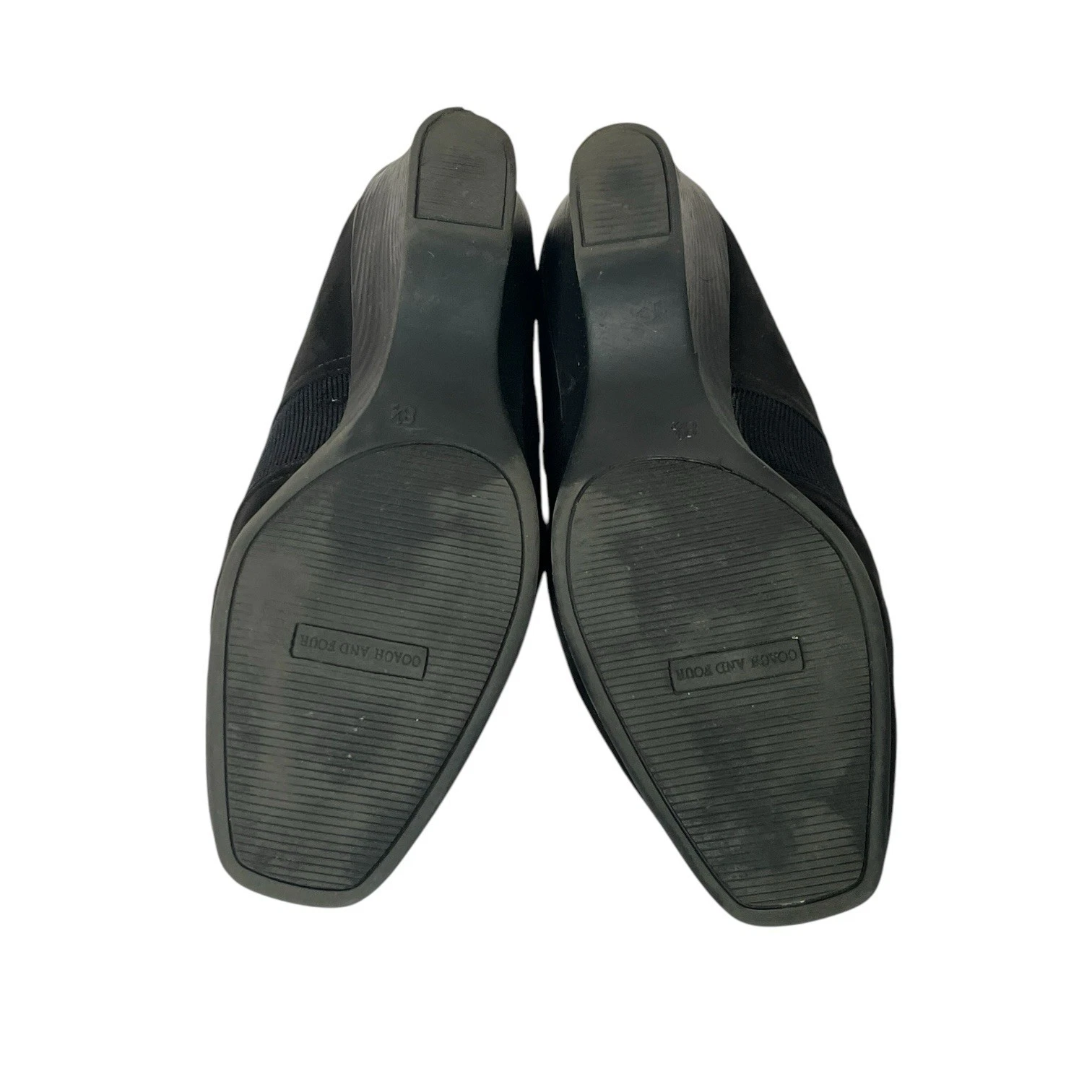 Scarpe Coach and Four nere tacco grosso elasticizzato vamp slip on donna 8 1 2