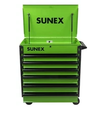 Sunex Premium Full Drawer Service Cart  Lime Green