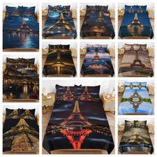 Romantic Paris Bedding Set 3Pcs Quilt Duvet Cover Dorm Double Single King Gifts