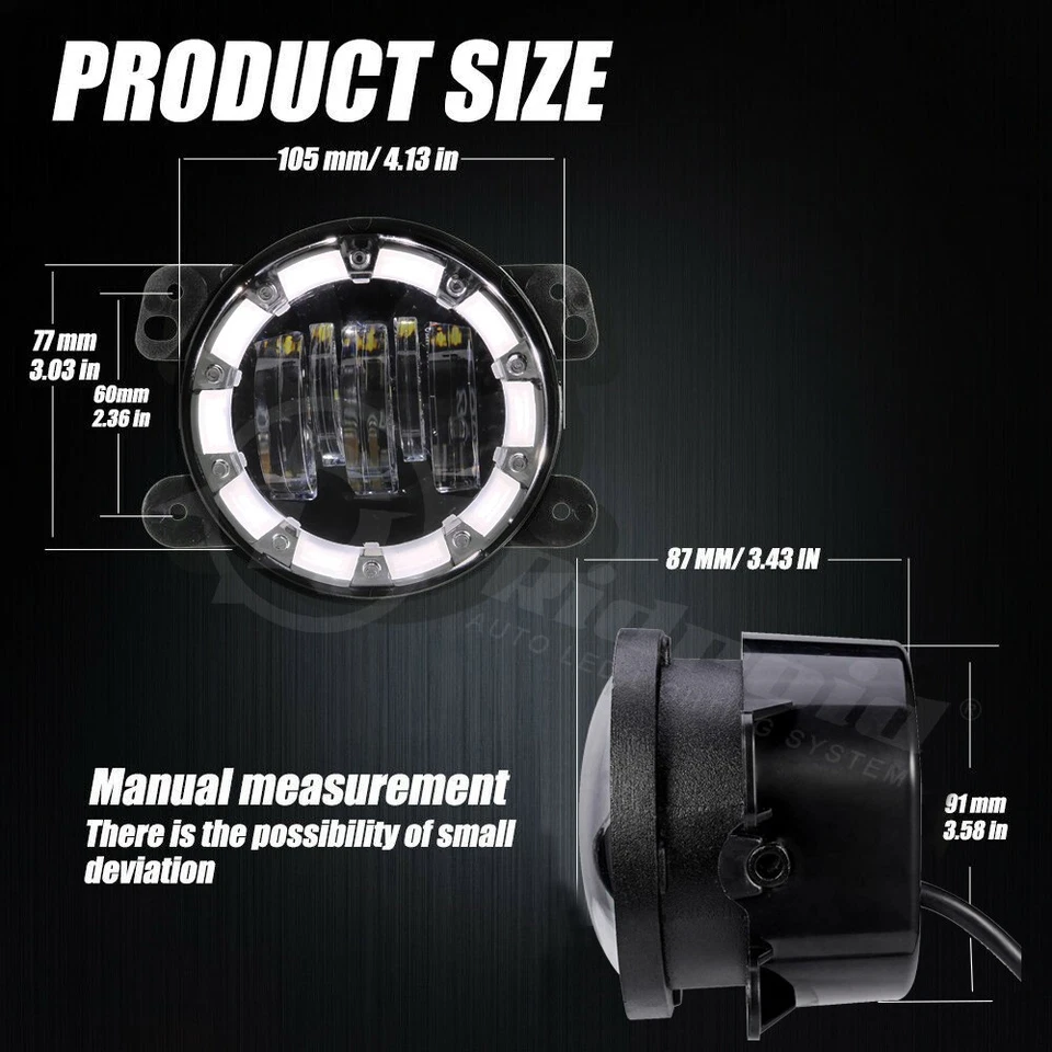 7" LED Headlights & 4" Fog Lights Turn Signal For 2007-2017 2018 Jeep Wrangler - Image 3 of 4