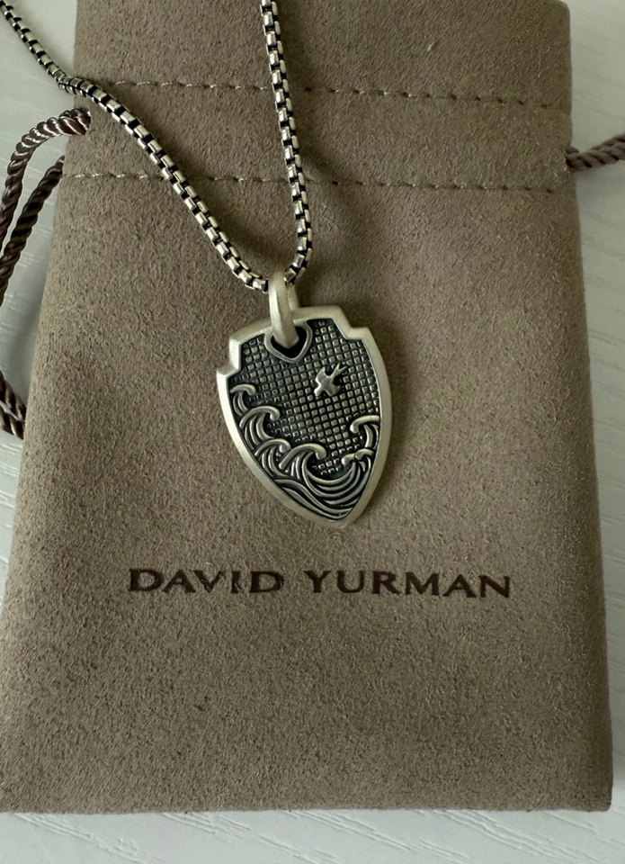 David Yurman серебро 925 пробы волны щит подвеска и коробка цепочка 20» дюймов - Изображение 2 из 4