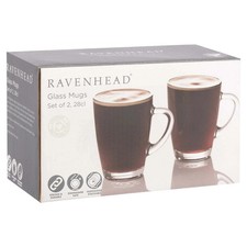 Image of Ravenhead Entertain Set Of Glass Mugs Coffee Latte Glasses 28CL Pk2