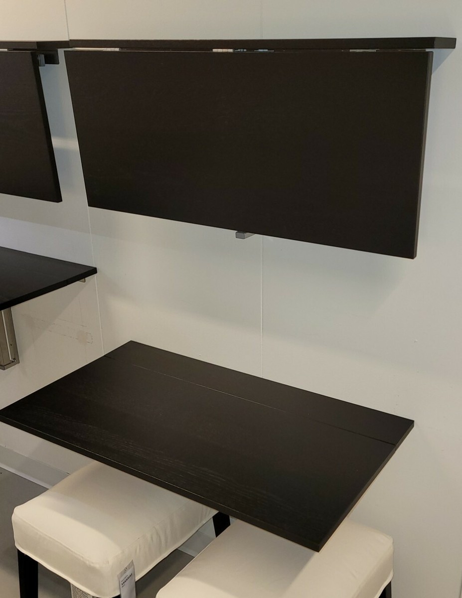 IKEA BJURSTA Wall-mounted drop-leaf table, brown-black 35⅜ IKEA BJURSTA Wall-mounted drop-leaf table, brown-black 35⅜