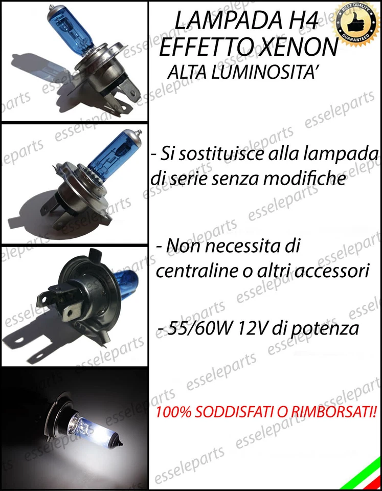 LAMPADA H4 EFFETTO XENON PER PIAGGIO LIBERTY 150 2017-2020 ABS BIANCO - Immagine 2 di 4