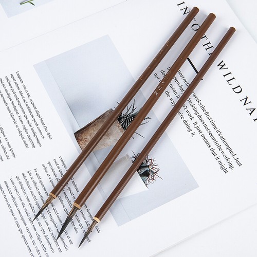 3pcs Weasel Hair Hook Line Fine Paint Brush Calligraphy Brush Pen Art Station-;h - Picture 2 of 7