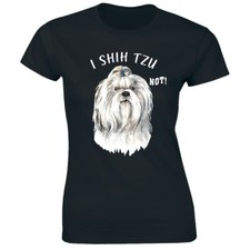 I Shih Tzu Not Black Graphic T-Shirt for Women Funny Dog Lovers Tee