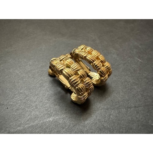 Napier Goldtone Basketweave Screwback Style Earrings - Picture 5 of 5