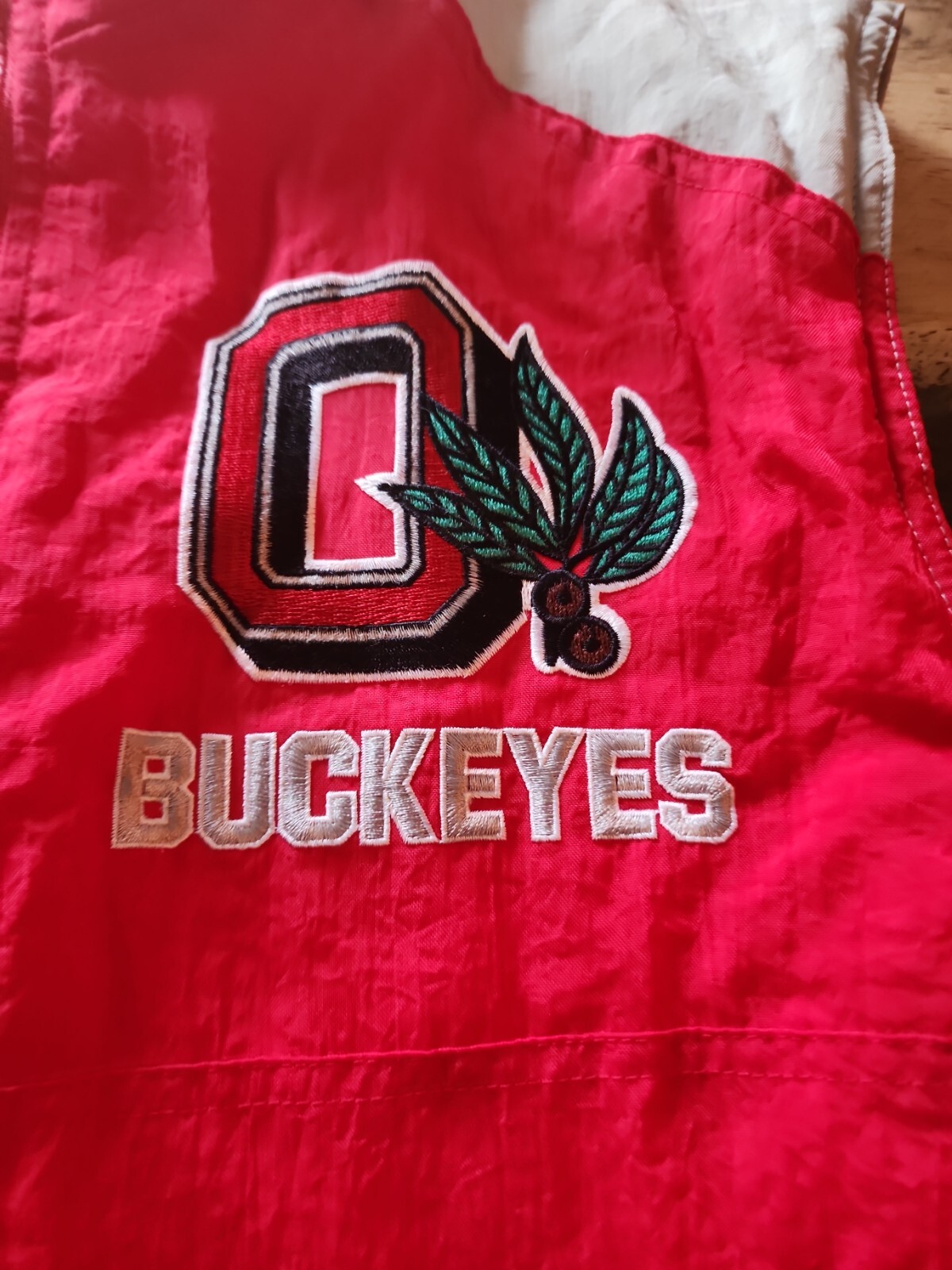 VTG OHIO STATE BUCKEYES APEX ONE VARSITY ZIP UP PUFFER VEST JACKET SEWN LOGO M