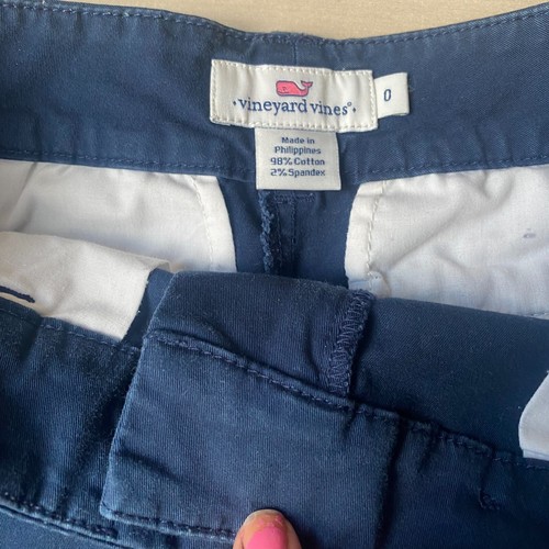 Vineyard Vines Navy Blue Cotton Blend Double Button Preppy Chino Shorts Womens 0 - Picture 4 of 8