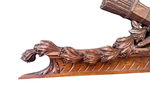 RARE Large Antique French Carved Walnut Wood Pediment, Louis XVI style - Picture 4 of 12