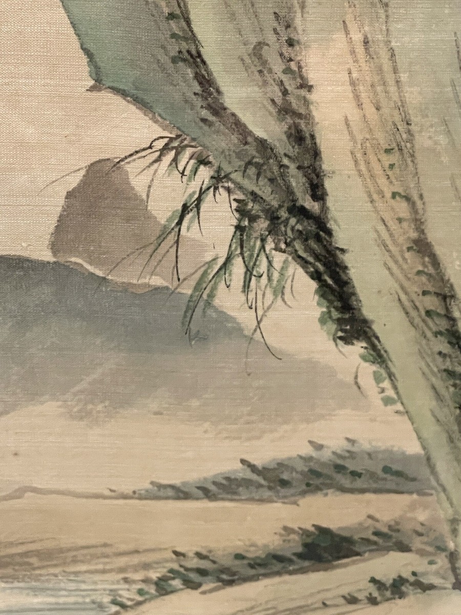 Japanese signed Vintage Hand Painted Silk Japan Landscape - 3197