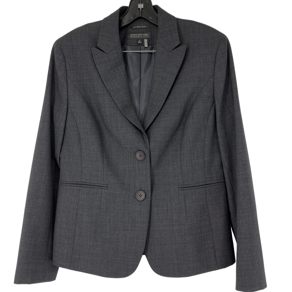 Womens Jones New York Platinum Blazer Charcoal Size 10