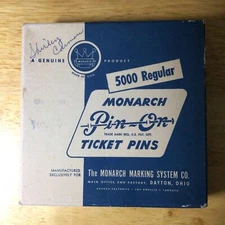 MONARCH MARKING SYSTEM PIN-ON VINTAGE ROLL OF 5000 TICKET PINS Pre Owned USA