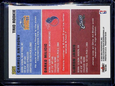 2003-04 Fleer Tradition Basketball Trio Rookie 291 LeBron James