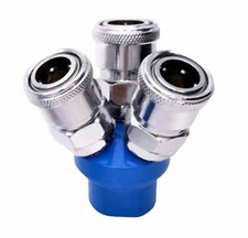 1/4" Inlet Thread 3 Way Pass Quick Connect Coupling Air Hose Coupler Tool M2