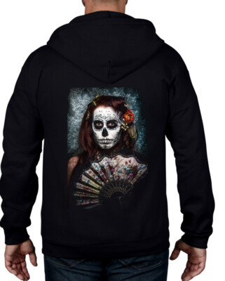 DAY OF THE DEAD GIRL FULL ZIP HOODIE - Goth Goth Emo T-Shirt Tattoo