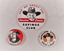 Reproduction of Vintage Hopalong Cassidy Pinbacks Western TV Memorabilia