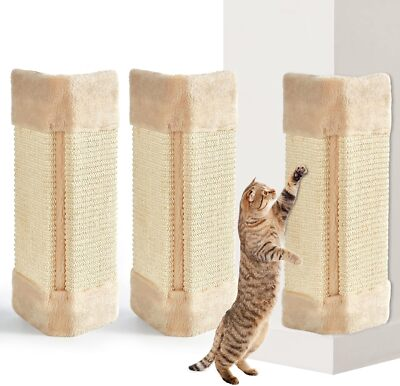 #ad 3 Pack Corner Pet Scratch Pad Mounted Corner Wall Cat Scratcher Hanging Vertical $44.99
