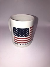 VTG God Bless America Coffee Mug Made in USA Tea Cup Vintage 4th of July Patriot