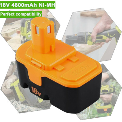 1Pack Ersatz für Ryobi 18 V 18 Volt PLUS 4,8 Ah NIMH Akku P100 13022 ABP1801