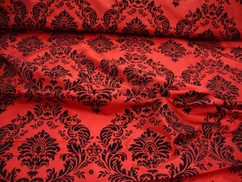 50ft Red Flocking Damask Aisle Runner Taffeta Fabric 58" Flocked Velvet Event - Picture 3 of 3