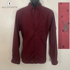 AllSaints Dotted Stretch Button Down Medium Gently worn Cotton / spandex blend
