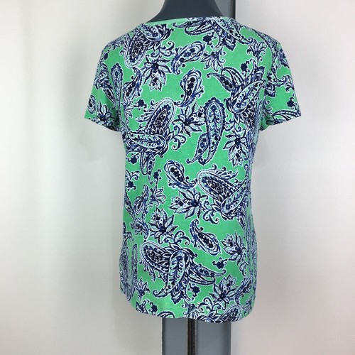 Jones New York Sweater Women L Green Floral Short Sleeve Pullover - Picture 6 of 12