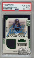 Justin Fields 2021 Contenders Rookie Ticket Green Auto Jersey RC PSA/DNA (Blue)