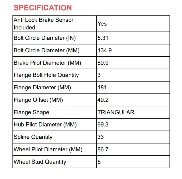 Cojinete y buje de rueda delantera 4x4 para Ford F-150 F150 2000 2001 2002 2003 con ABS Foto 3 de 4