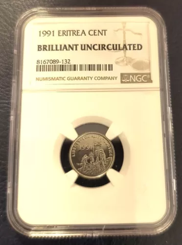 1991 ERITREA CENT Coin - Brilliant Uncirculated NGC Graded