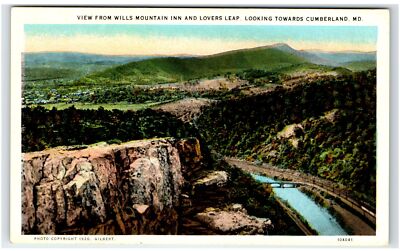 CUMBERLAND, MD Postcard-  VIEW FROM WILLS MOUNTAIN INN AND LOVERS LEAP