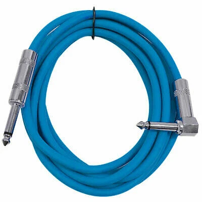 6 Pack - 10' Colored Guitar Cables TS 1/4" to Right Angle - Instrument Cord - Image 2 of 4