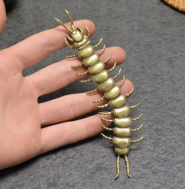 Brass Centipede Figurine Miniature Animal Statue for Office Home Desk Decor