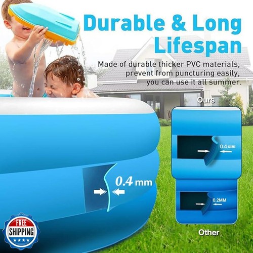 Large Inflatable Pool for Adults, THY TRY 147”x75”x23” Extra Thickened Blow U - Picture 5 of 5