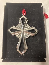 Silver Plated Cross Christmas Tree Ornament Regent Square in Box Never Opened 