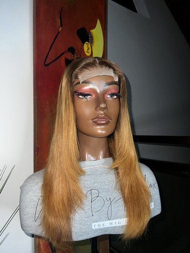 16” 4x4 2 Tone Lace Closure Brazilian Hair Straight Wig With Layers- SALE - Picture 21 of 22