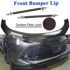 For Toyota Camry SE Carbon Fiber Style Front Bumper Lip Spoiler+Strut Rods