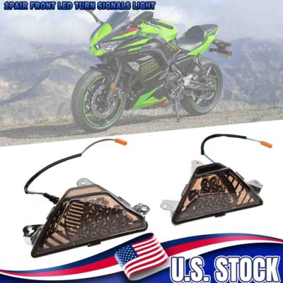 Front LED Turn Signals Lights For KAWASAKI NINJA 250 300 400